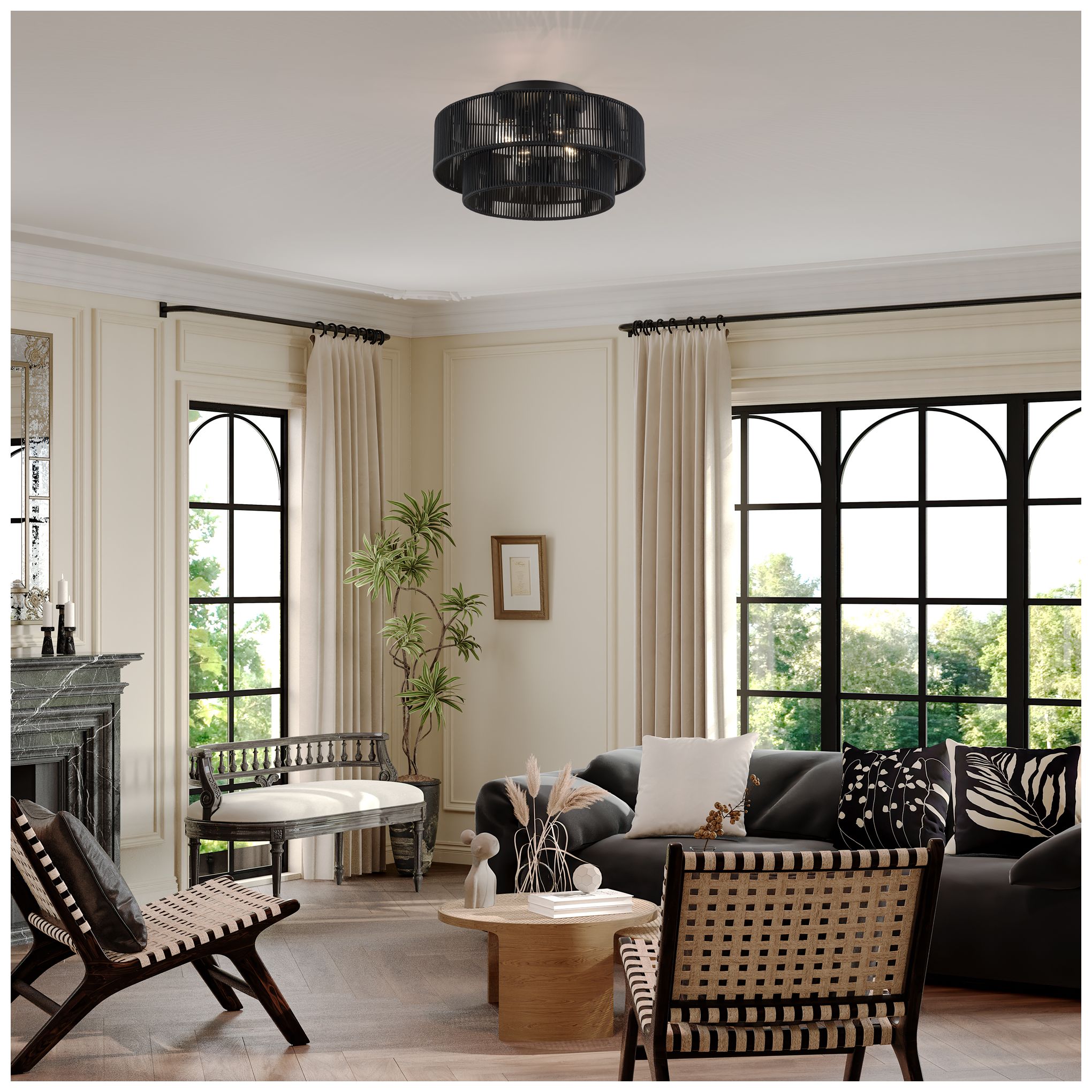 Acordia 4 Light Black Extra Large Semi-Flush