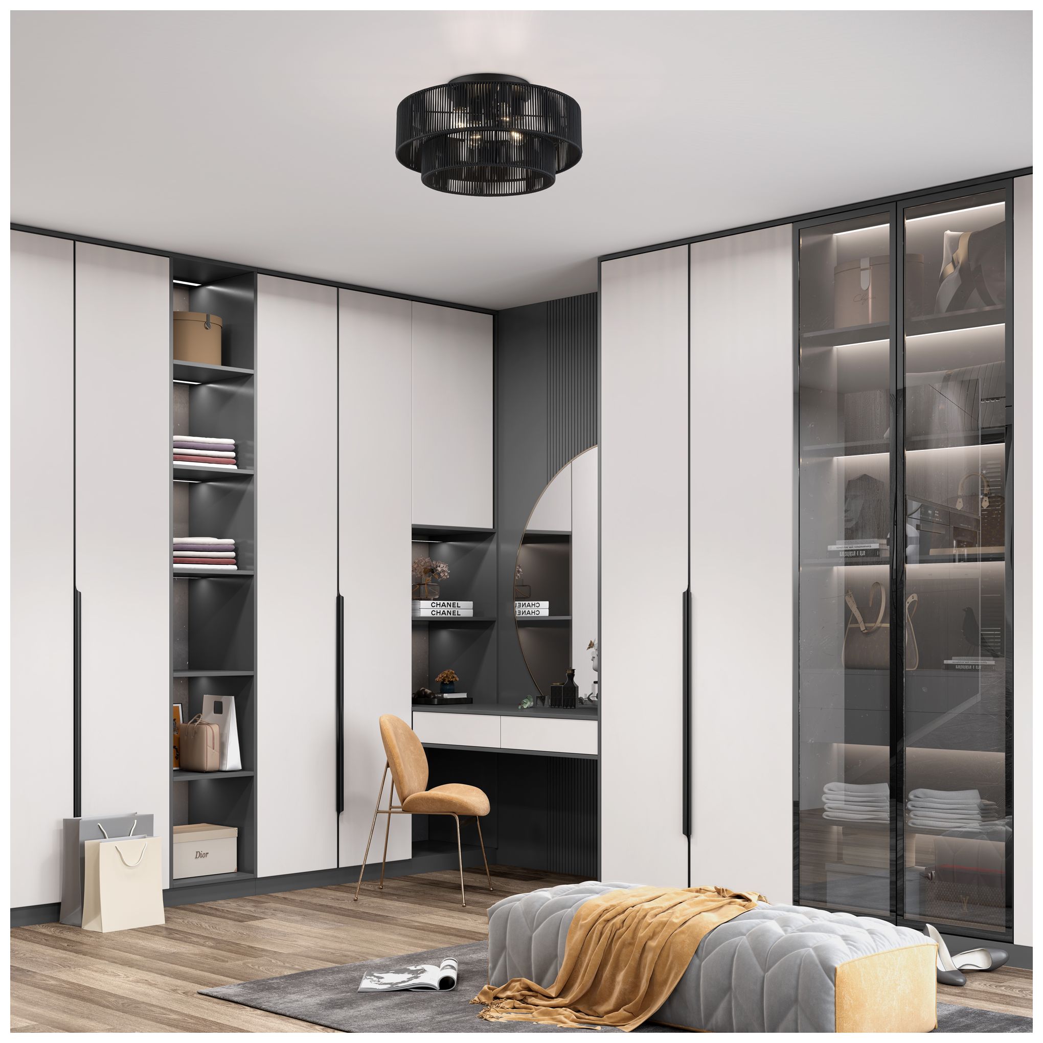 Acordia 4 Light Black Extra Large Semi-Flush