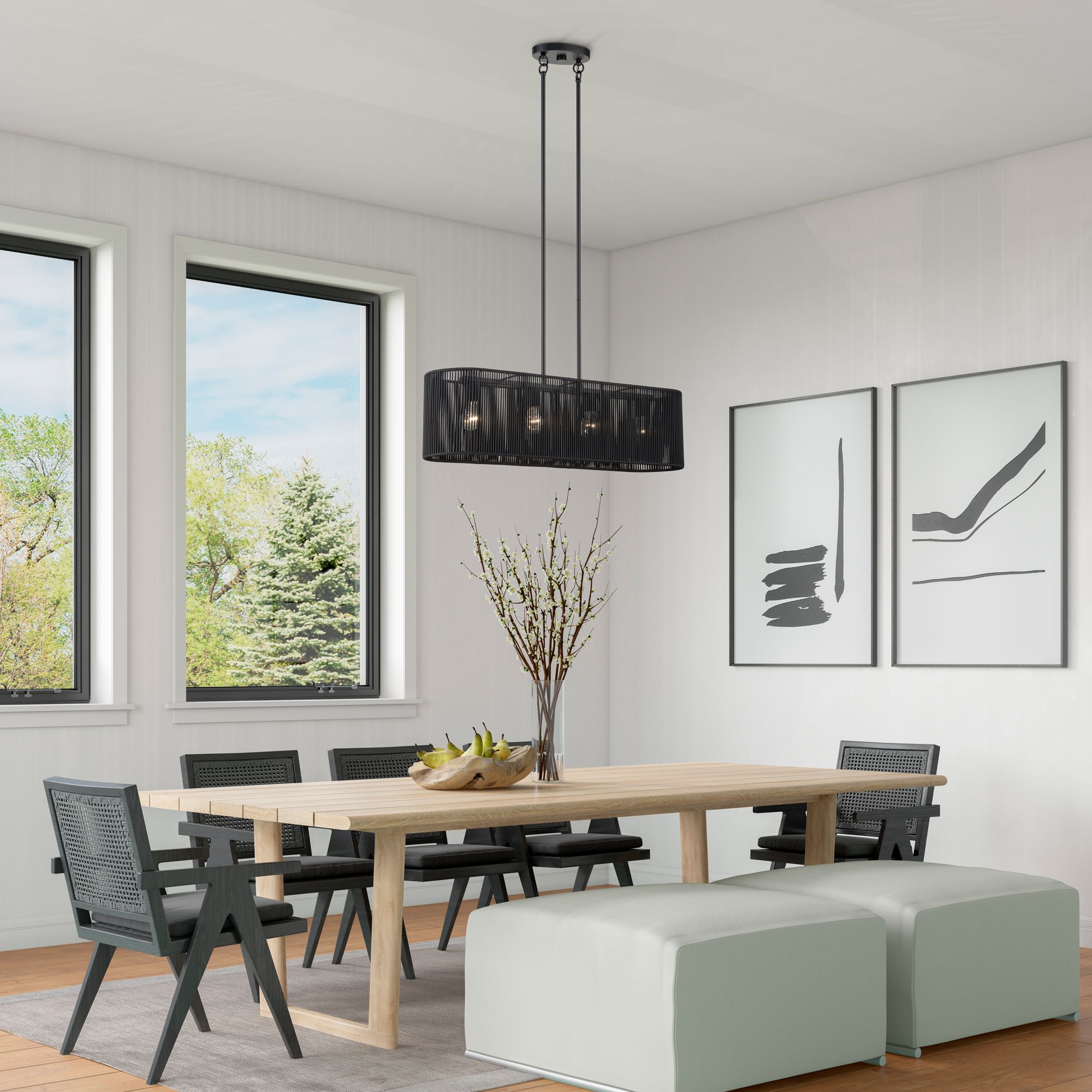 Acordia 4 Light Black Large Linear Chandelier