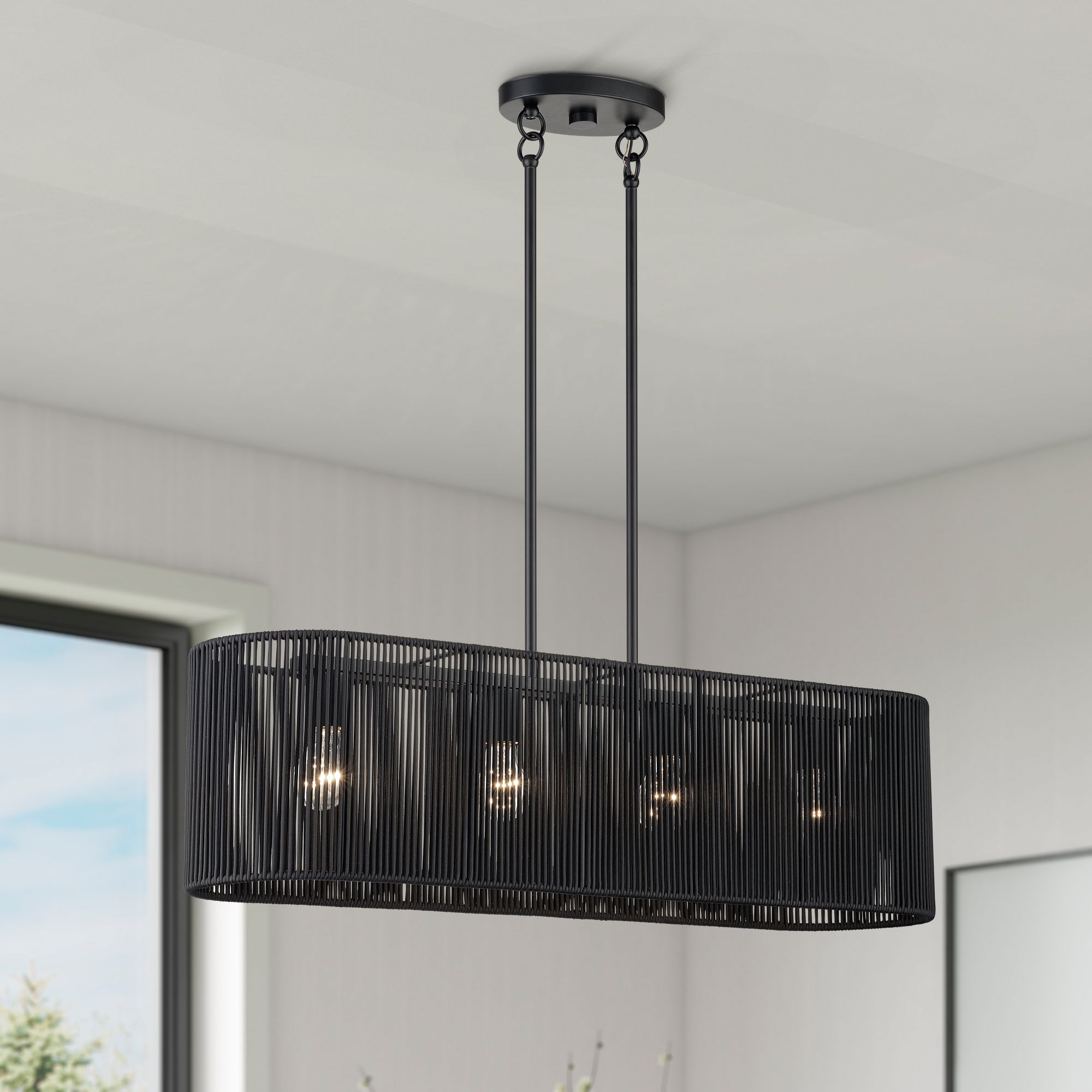 Acordia 4 Light Black Large Linear Chandelier