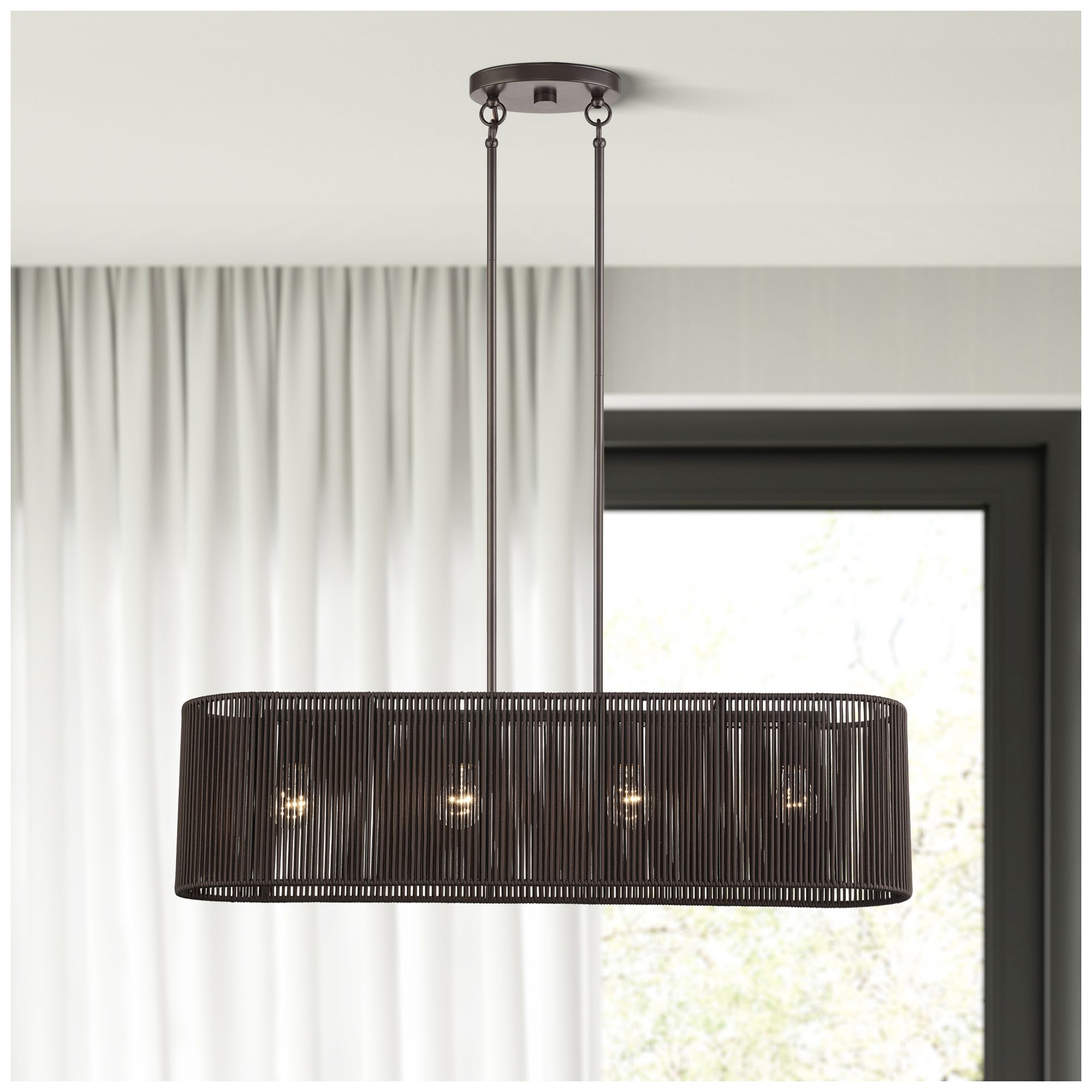 Acordia 4 Light English Bronze Large Linear Chandelier