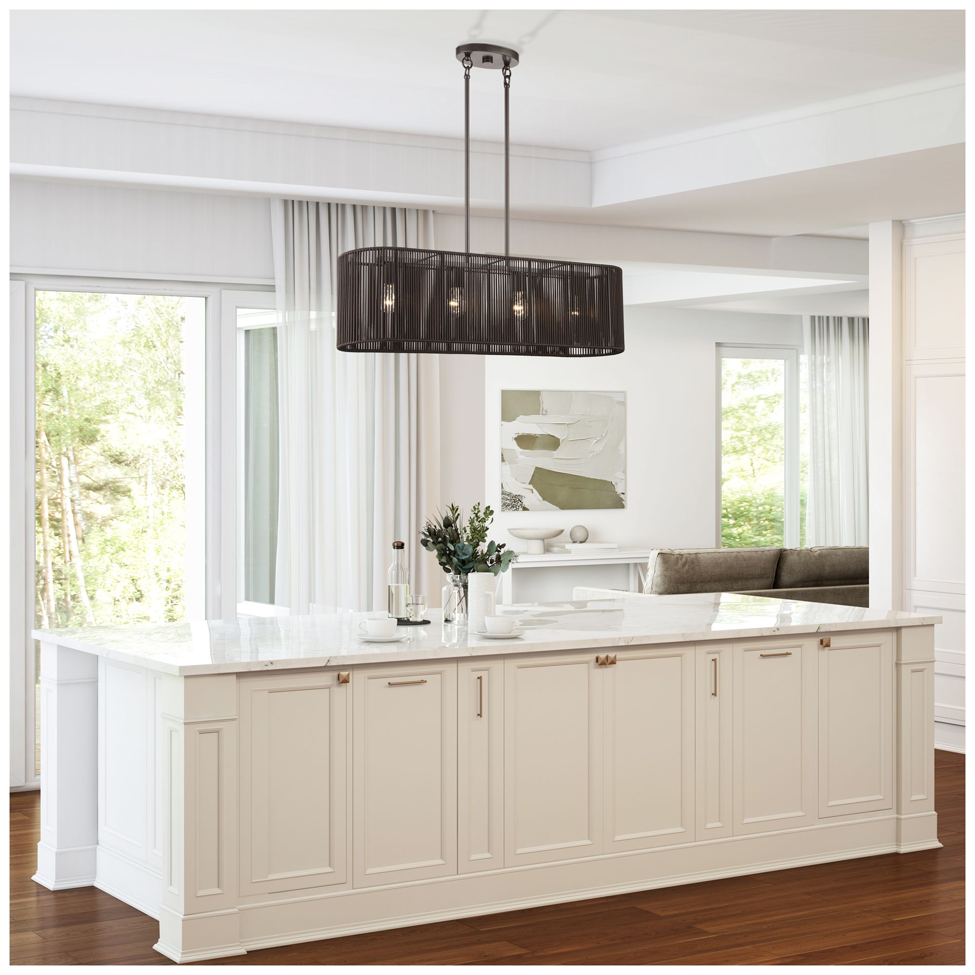 Acordia 4 Light English Bronze Large Linear Chandelier