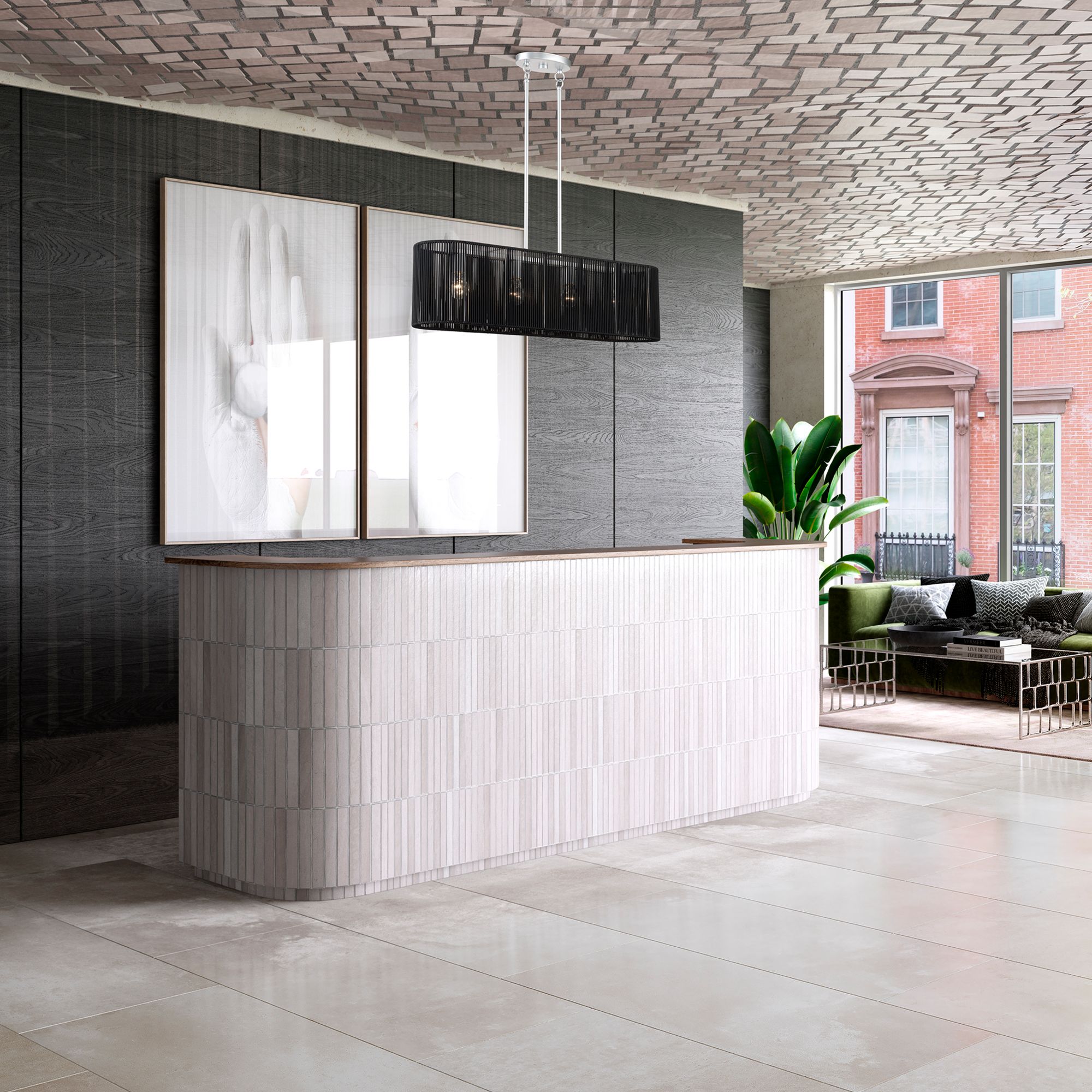 Acordia 4 Light Painted Nickel Large Linear Chandelier