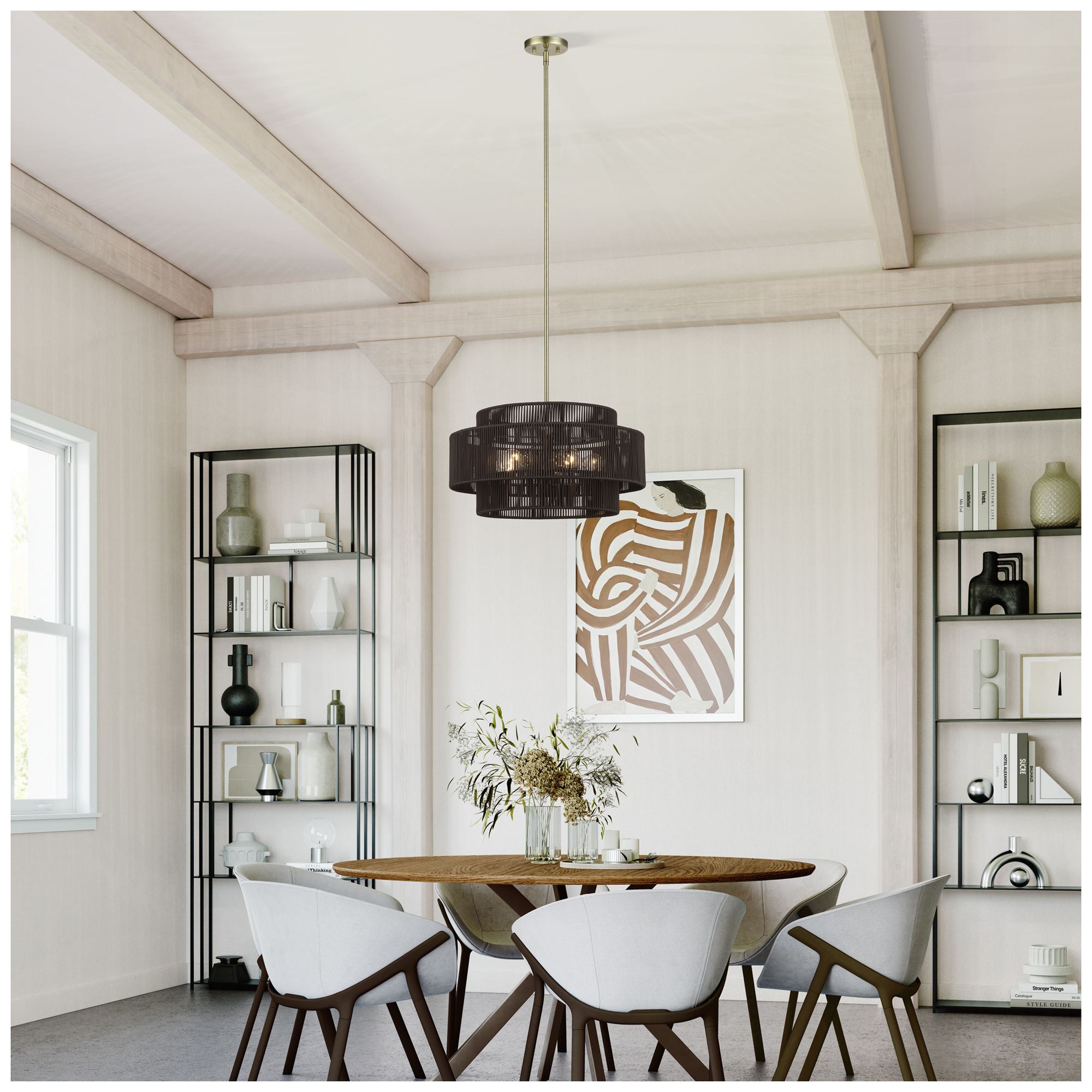 Acordia 5 Light Antique Brass Pendant Chandelier