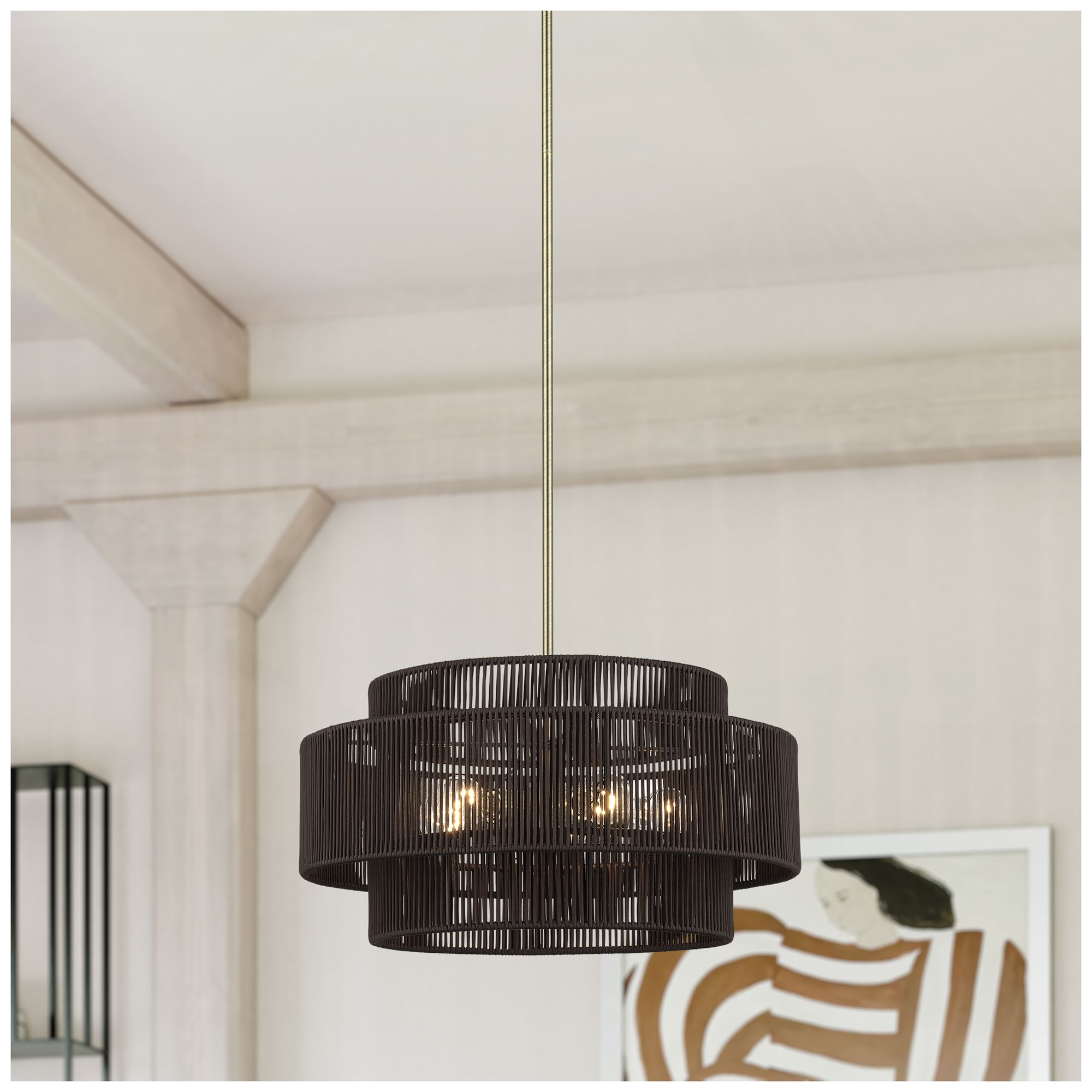 Acordia 5 Light Antique Brass Pendant Chandelier