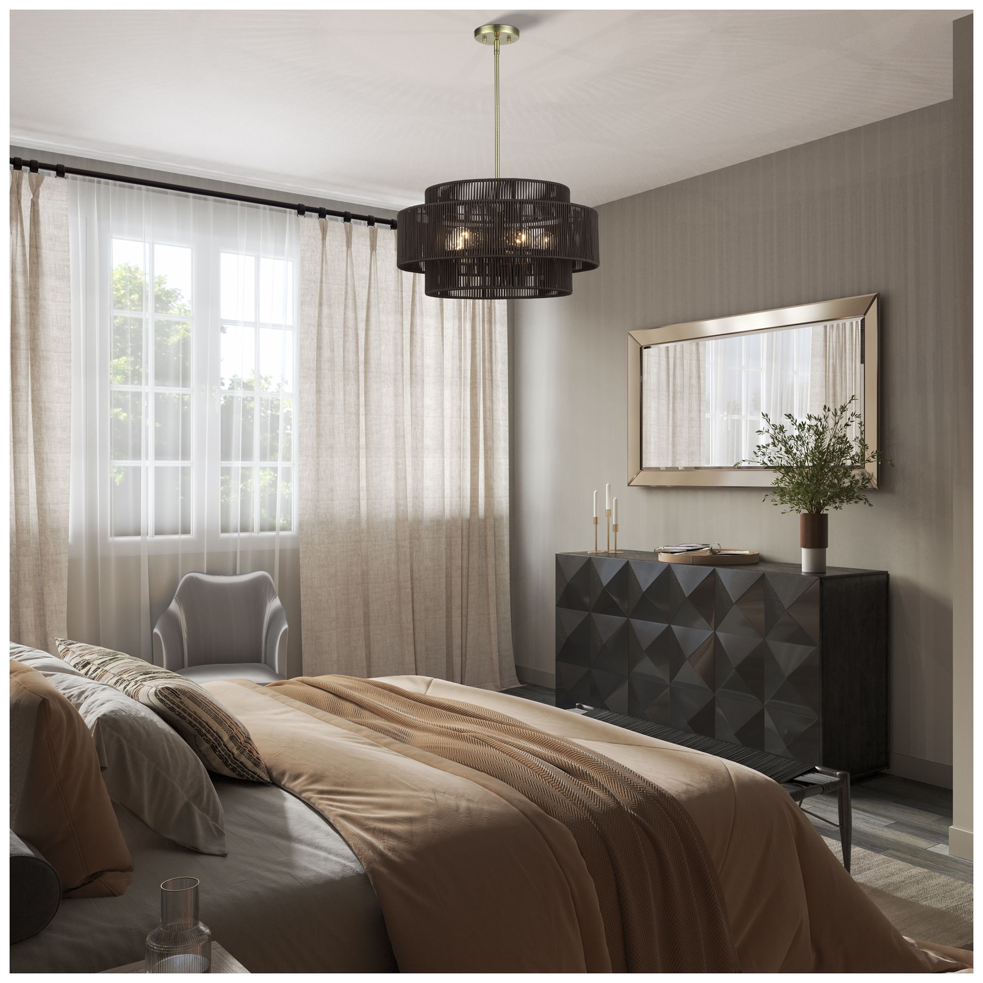 Acordia 5 Light Antique Brass Pendant Chandelier