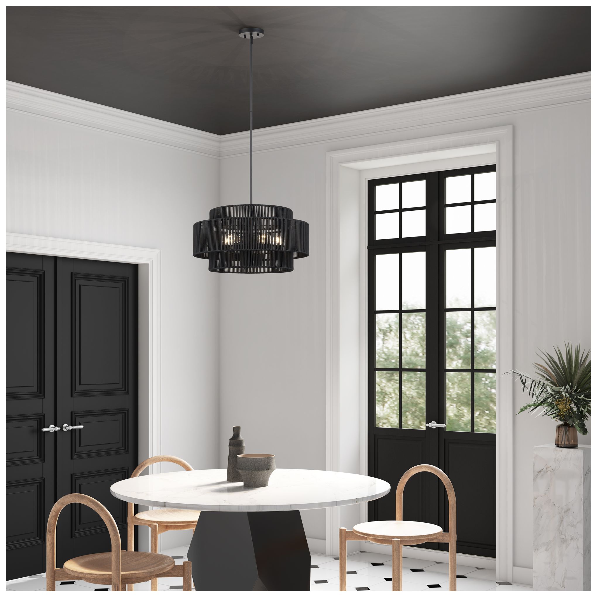 Acordia 5 Light Black Pendant Chandelier