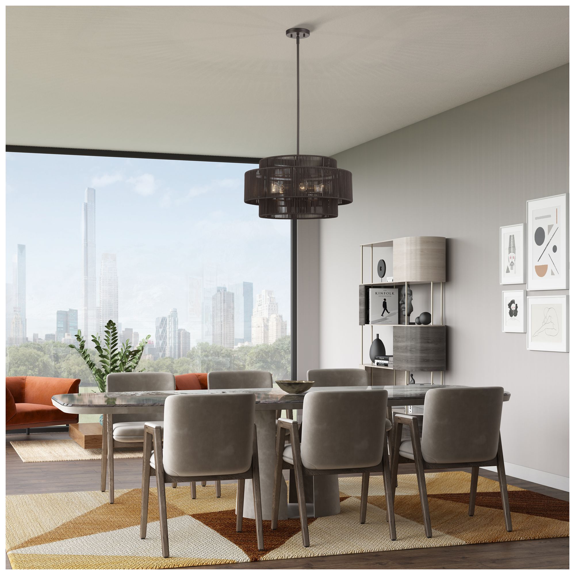 Acordia 5 Light English Bronze Pendant Chandelier