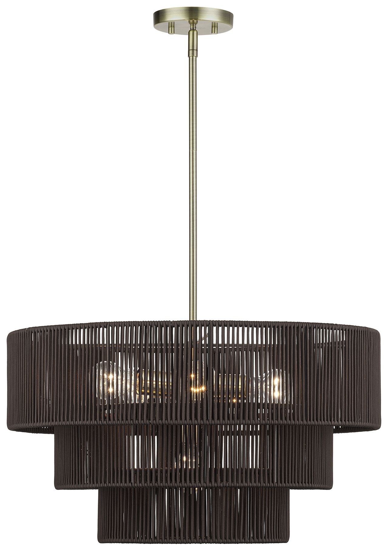 Image 2 Acordia 6 Light Antique Brass Pendant Chandelier