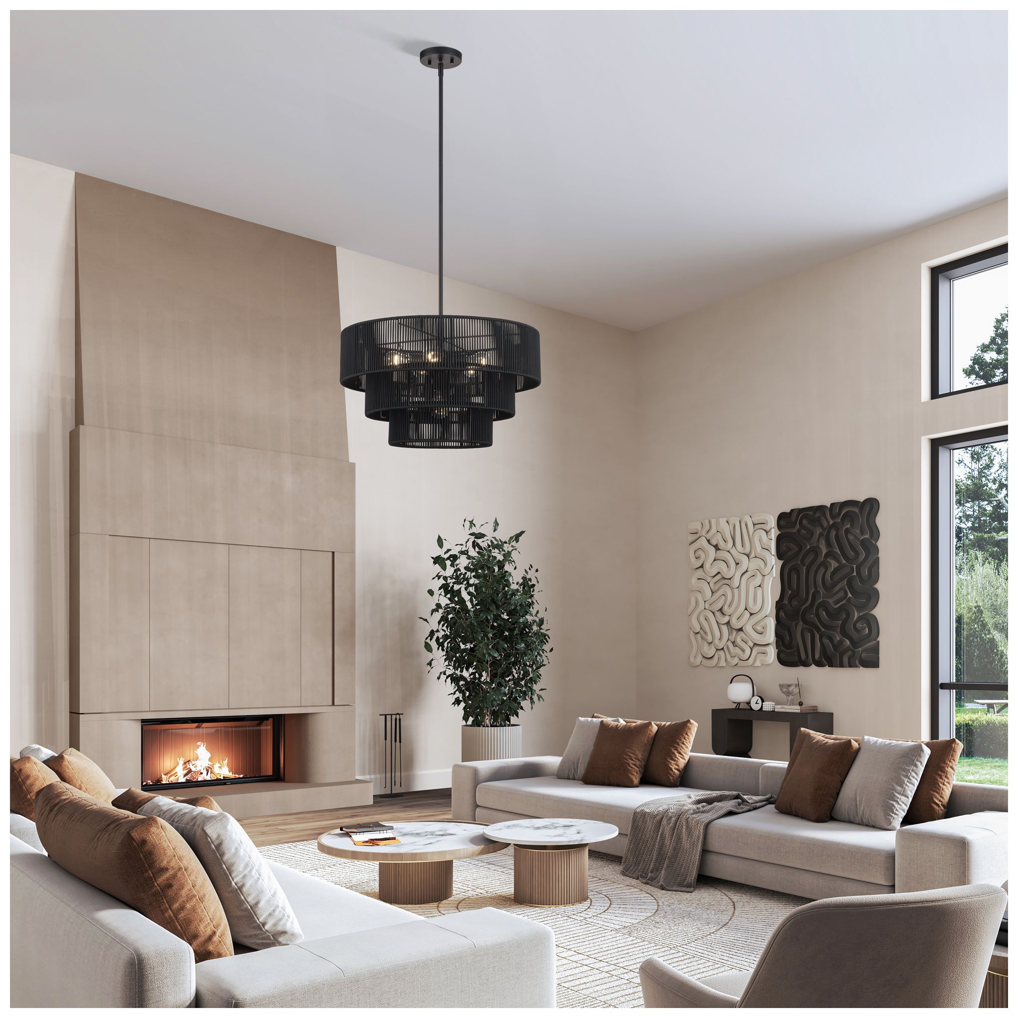 Acordia 6 Light Black Pendant Chandelier