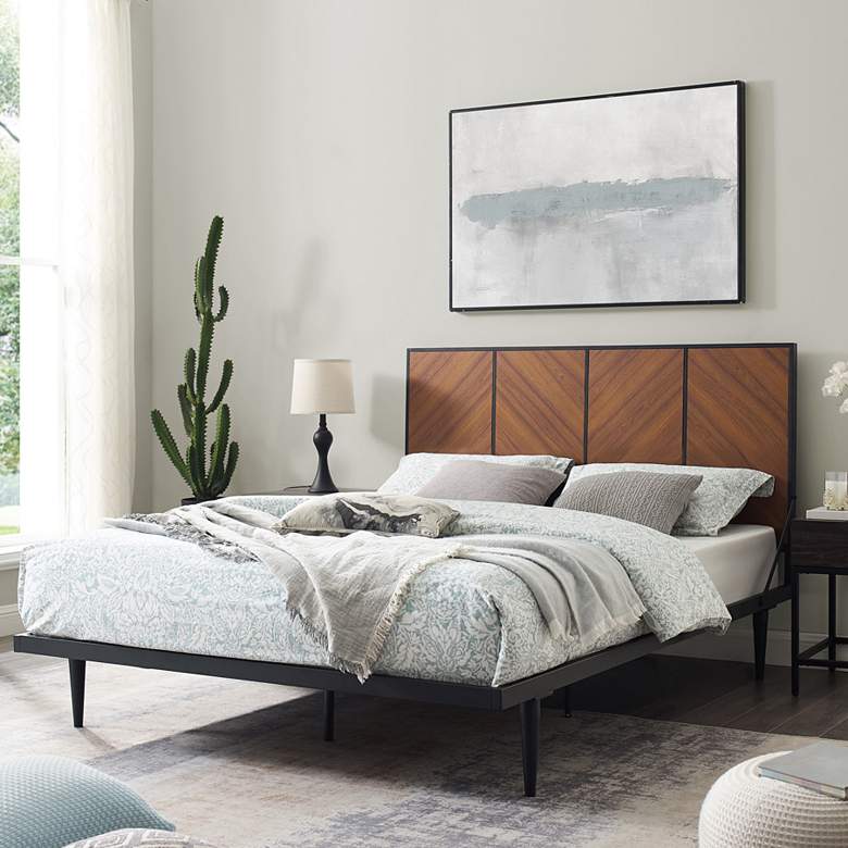 Image 1 Acorn Bookmatch Metal and Wood Queen Platform Bed