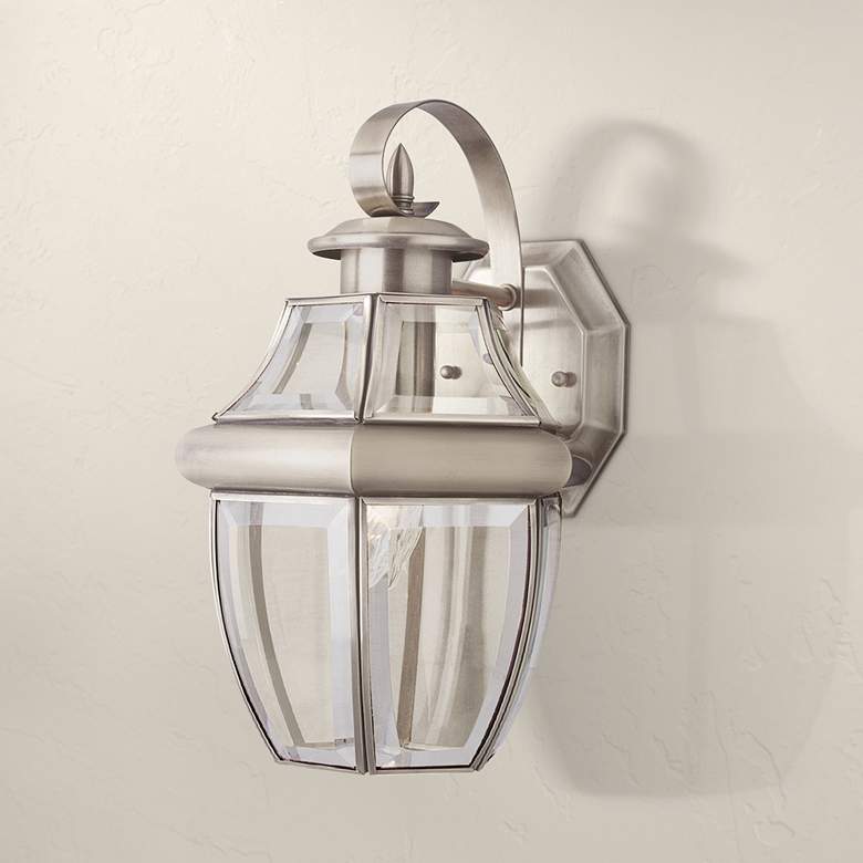 Image 1 Acorn Brushed Nickel 13 inch High Lantern Outdoor Light