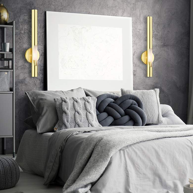 Image 3 Acra 1 Light Satin Brass ADA Single Sconce more views