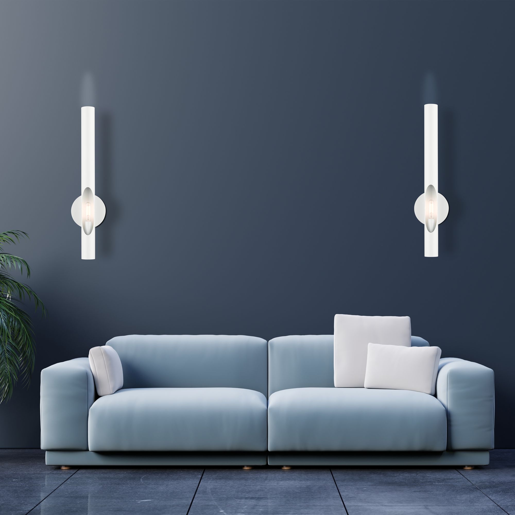 Image 3 Acra 1 Light Shiny White ADA Single Sconce more views