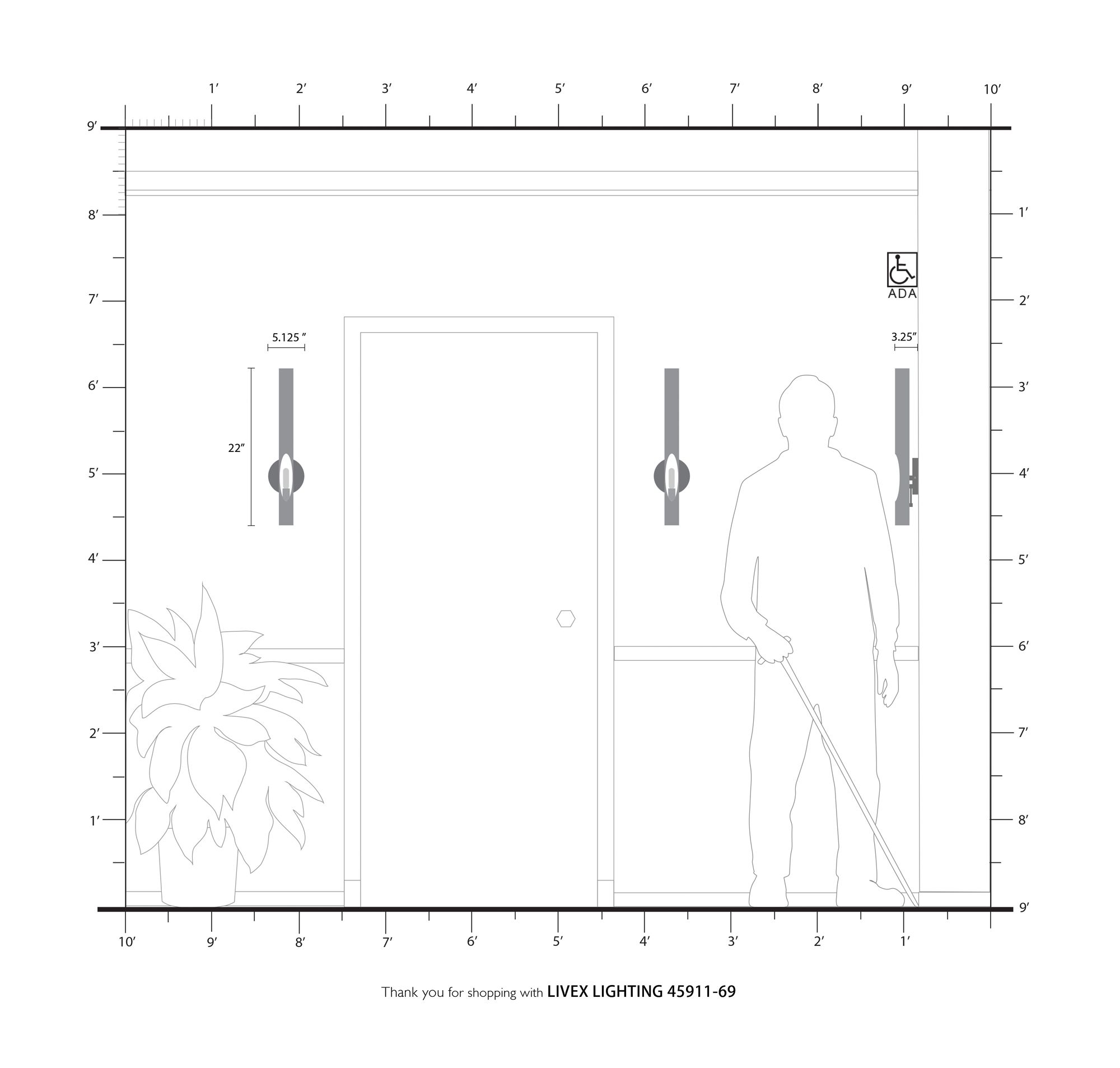 Acra 1 Light Shiny White ADA Single Sconce