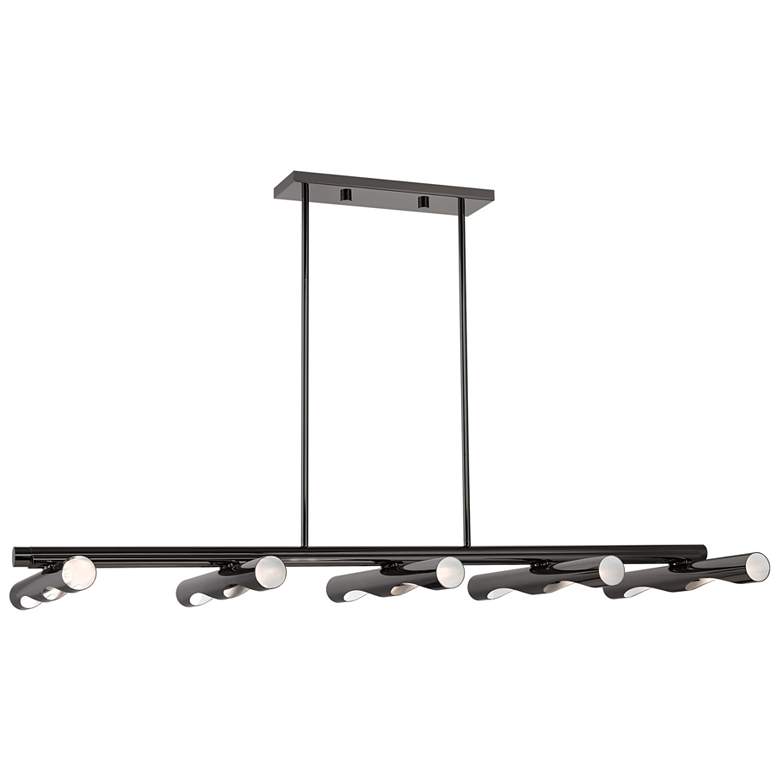 Image 1 Acra 10 Light Black Chrome Linear Chandelier
