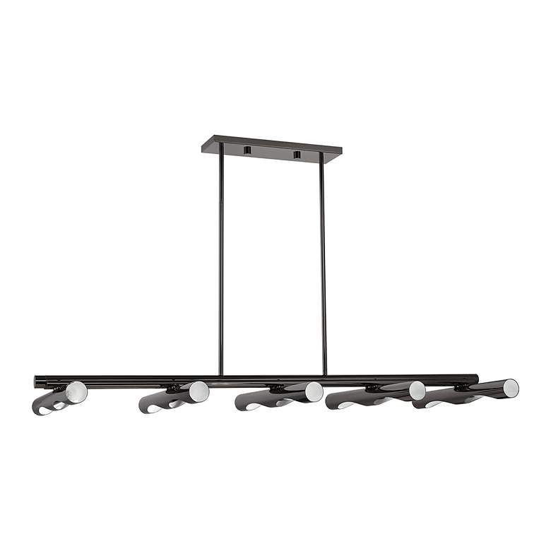 Image 3 Acra 10 Light Black Chrome Linear Chandelier more views