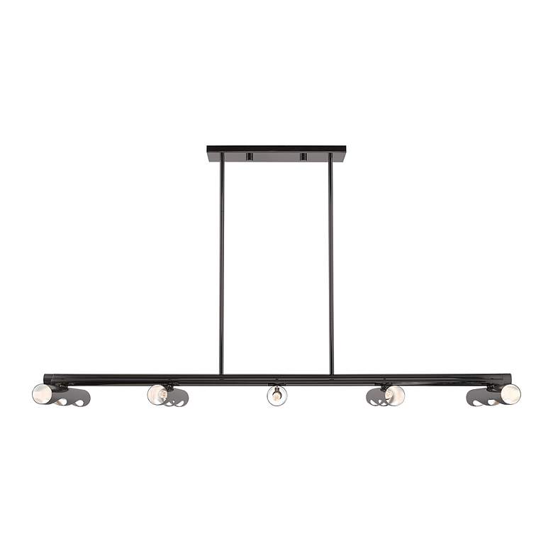 Image 4 Acra 10 Light Black Chrome Linear Chandelier more views