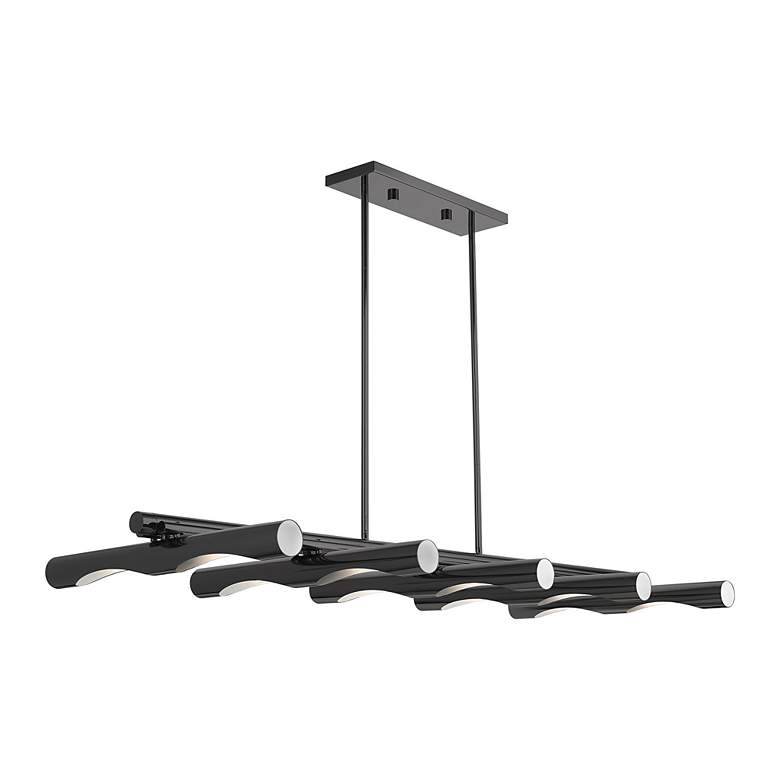 Image 5 Acra 10 Light Black Chrome Linear Chandelier more views