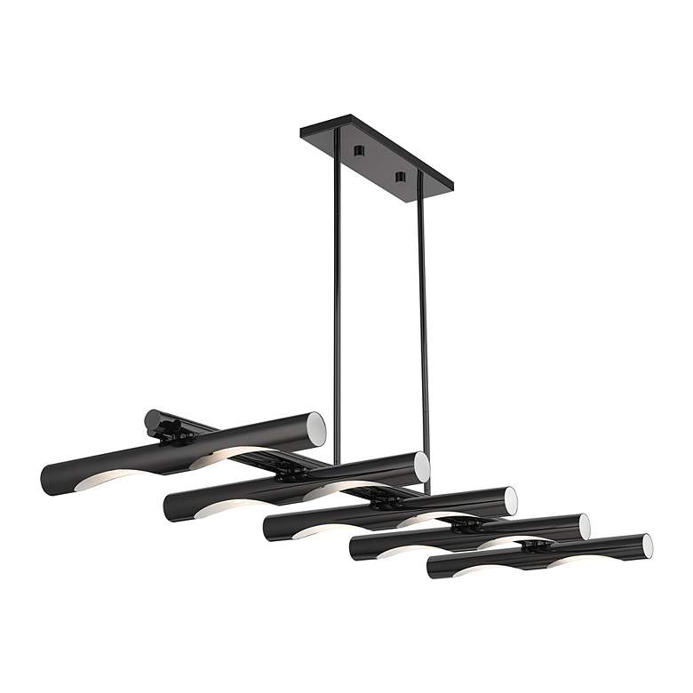 Image 6 Acra 10 Light Black Chrome Linear Chandelier more views