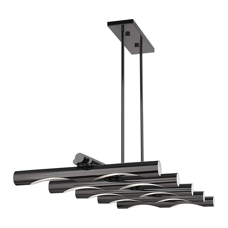 Image 7 Acra 10 Light Black Chrome Linear Chandelier more views