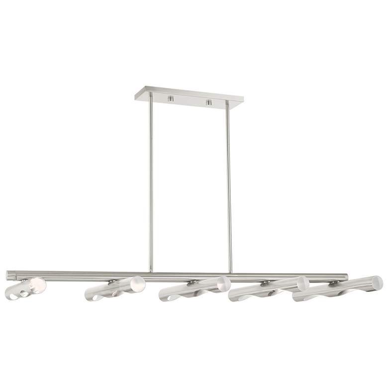 Image 2 Acra 10 Light Brushed Nickel Linear Chandelier
