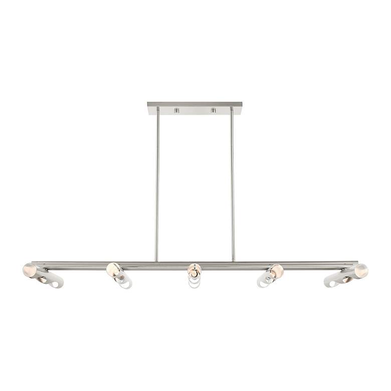 Image 4 Acra 10 Light Brushed Nickel Linear Chandelier more views