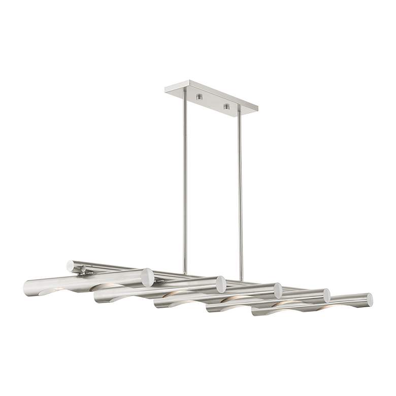 Image 5 Acra 10 Light Brushed Nickel Linear Chandelier more views