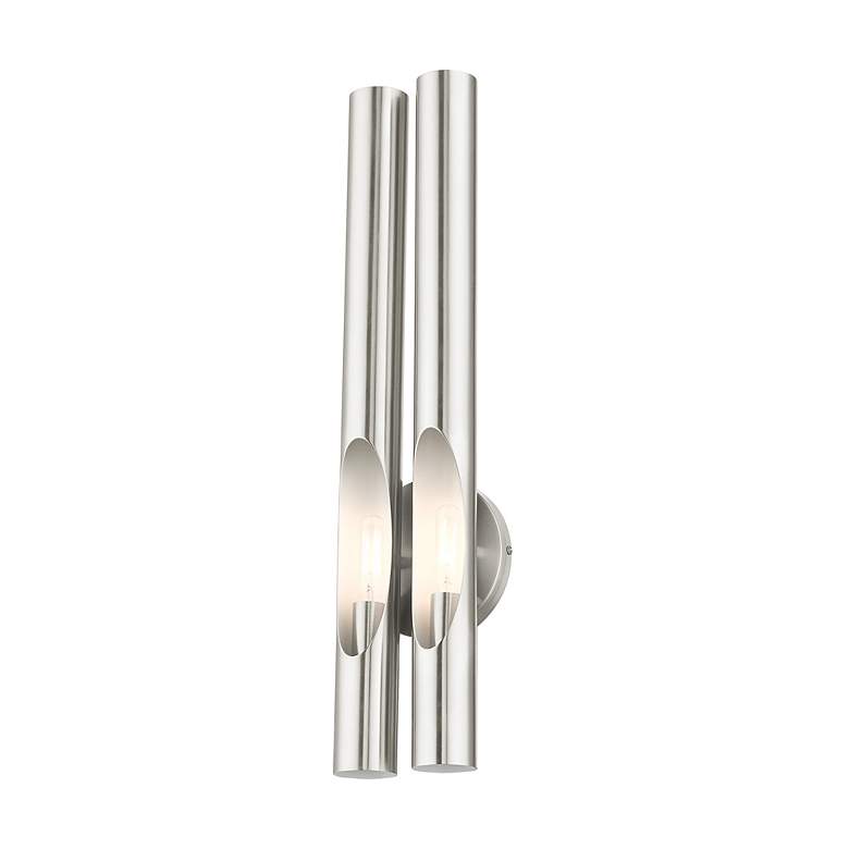 Image 7 Acra 2 Light Brushed Nickel ADA Double Sconce more views
