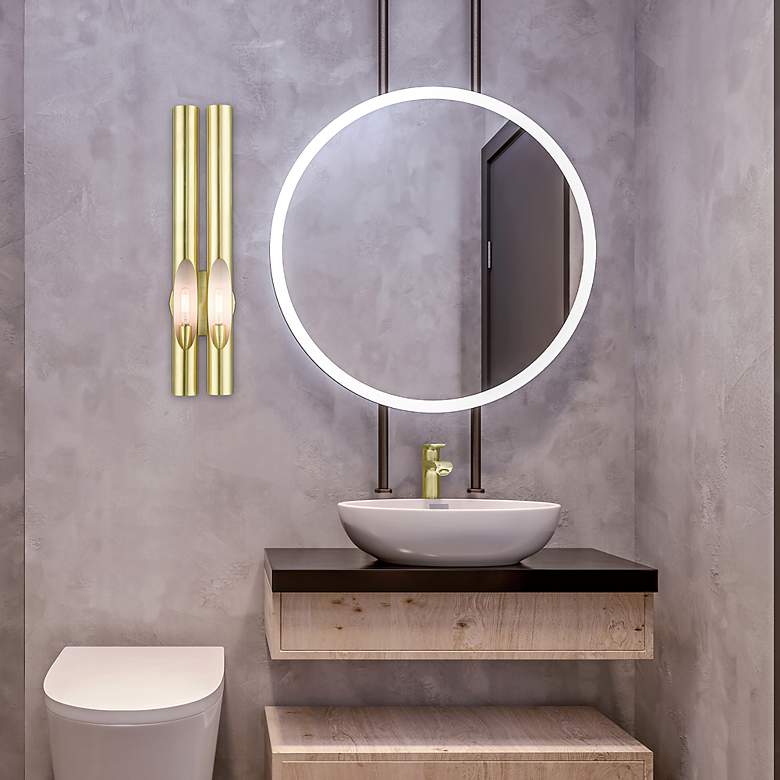 Image 3 Acra 2 Light Satin Brass ADA Double Sconce more views