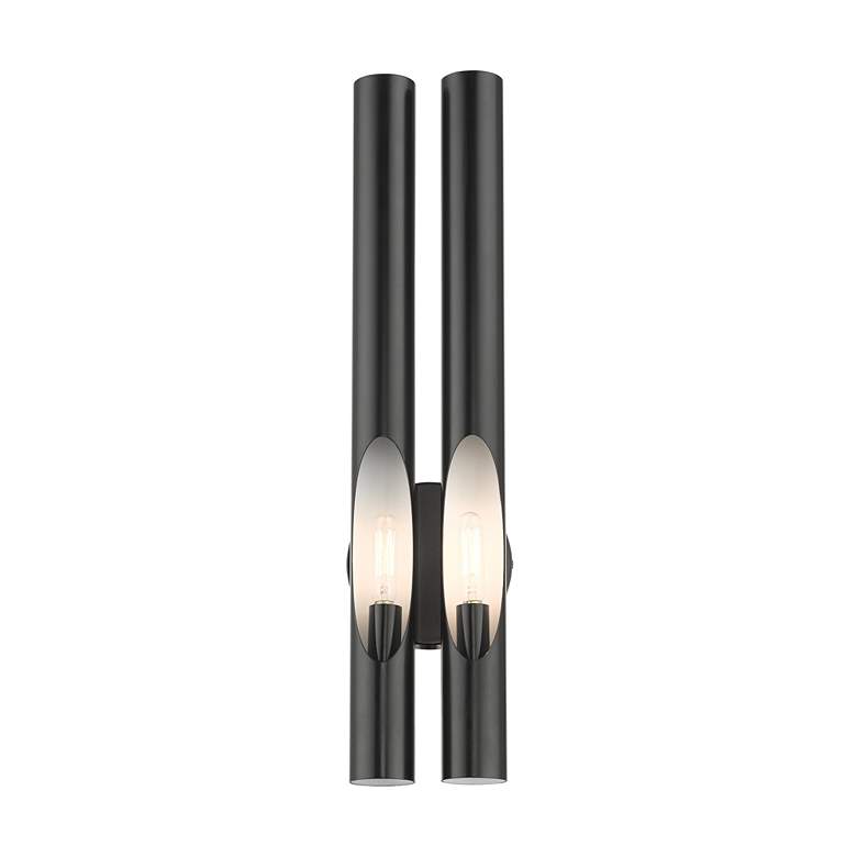 Image 5 Acra 2 Light Shiny Black ADA Double Sconce more views