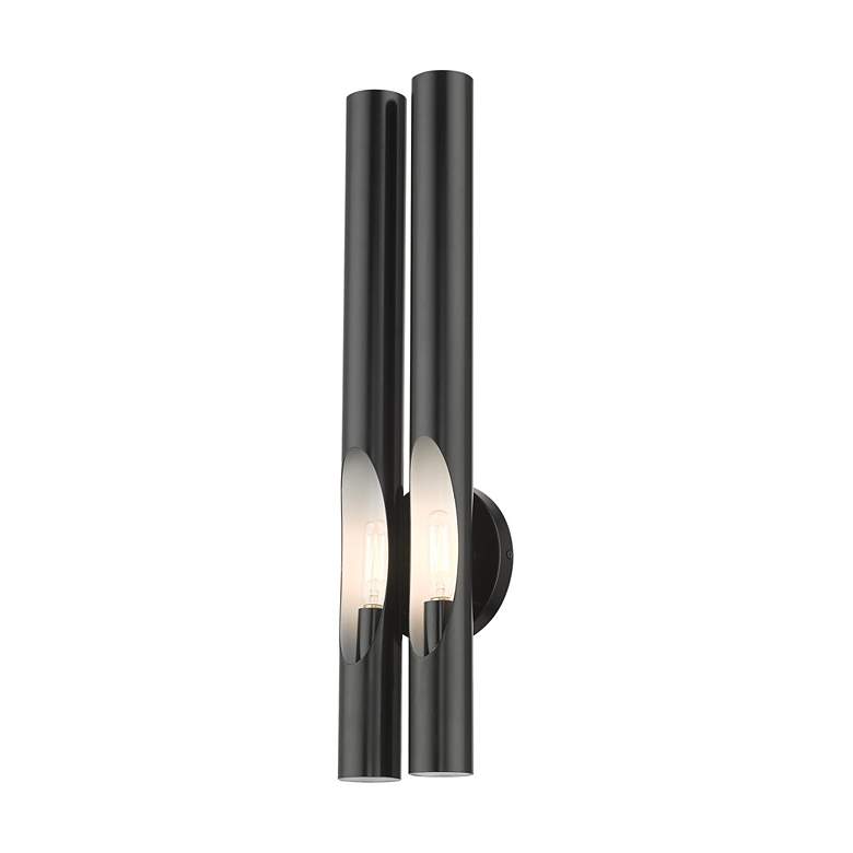 Image 7 Acra 2 Light Shiny Black ADA Double Sconce more views