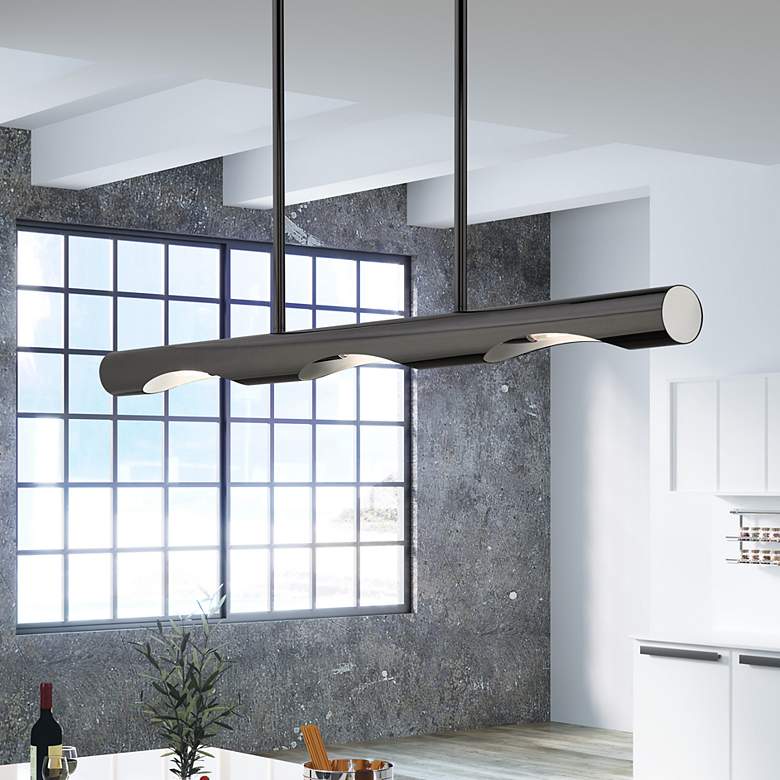 Image 1 Acra 3 Light Black Chrome Linear Chandelier