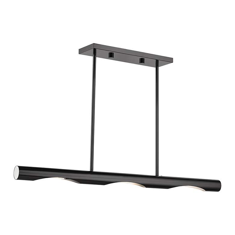 Image 5 Acra 3 Light Black Chrome Linear Chandelier more views