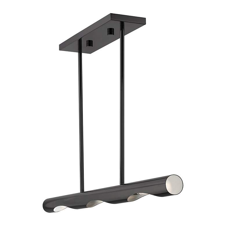 Image 7 Acra 3 Light Black Chrome Linear Chandelier more views