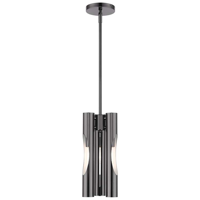 Image 1 Acra 3 Light Black Chrome Pendant Chandelier