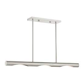 Image5 of Acra 3 Light Brushed Nickel Linear Chandelier more views