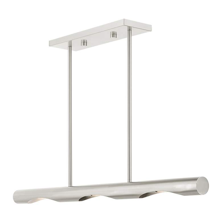 Image 6 Acra 3 Light Brushed Nickel Linear Chandelier more views