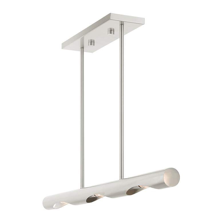 Image 7 Acra 3 Light Brushed Nickel Linear Chandelier more views