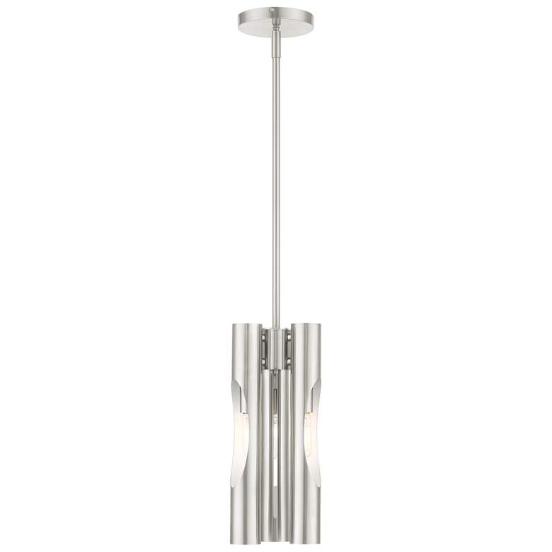 Image 1 Acra 3 Light Brushed Nickel Pendant Chandelier