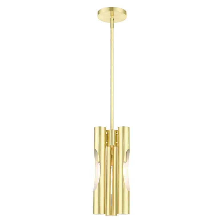 Image 4 Acra 3 Light Satin Brass Pendant Chandelier more views