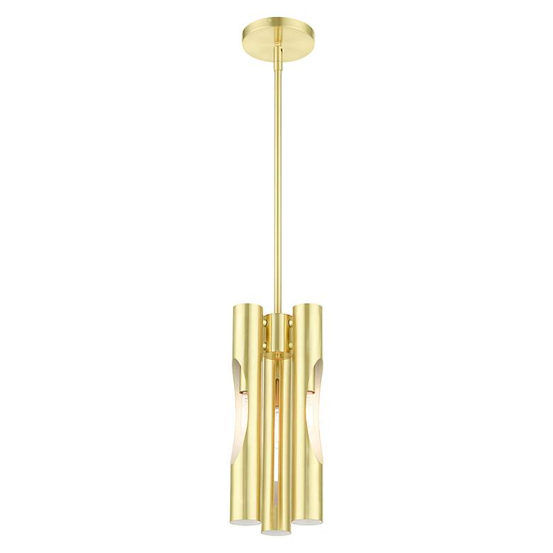 Image 5 Acra 3 Light Satin Brass Pendant Chandelier more views