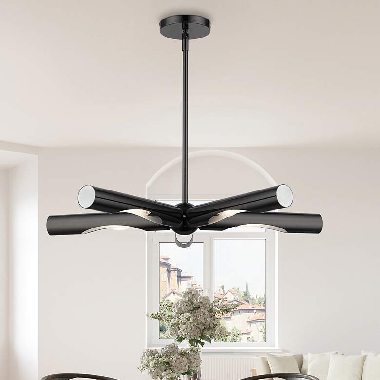 Image 1 Acra 5 Light Black Chrome Chandelier