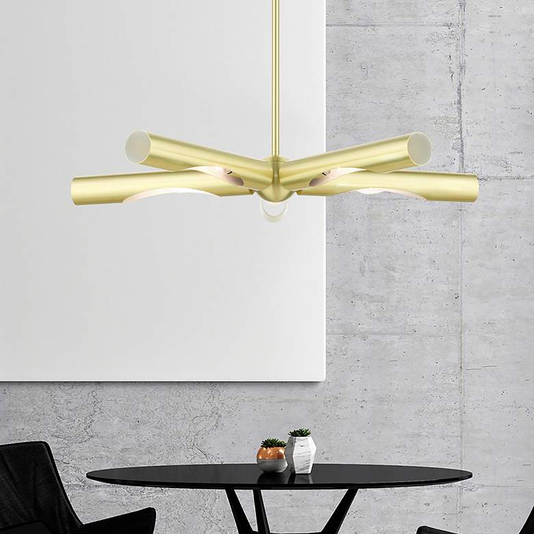 Image 1 Acra 5 Light Satin Brass Chandelier