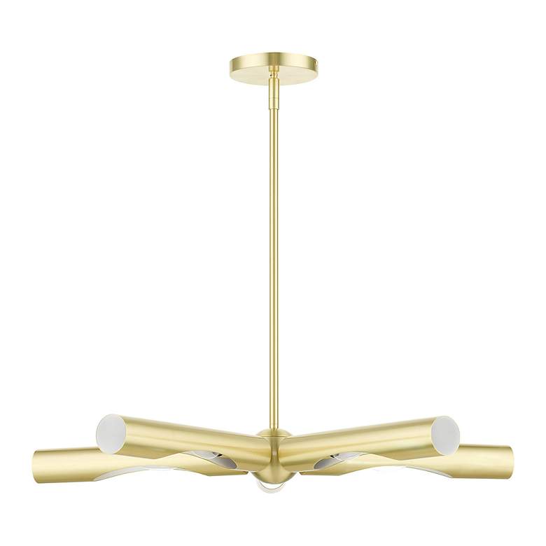 Image 3 Acra 5 Light Satin Brass Chandelier more views