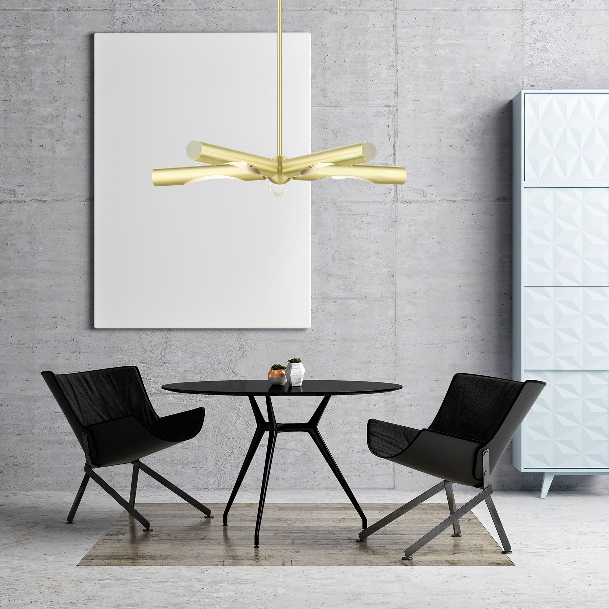 Acra 5 Light Satin Brass Chandelier