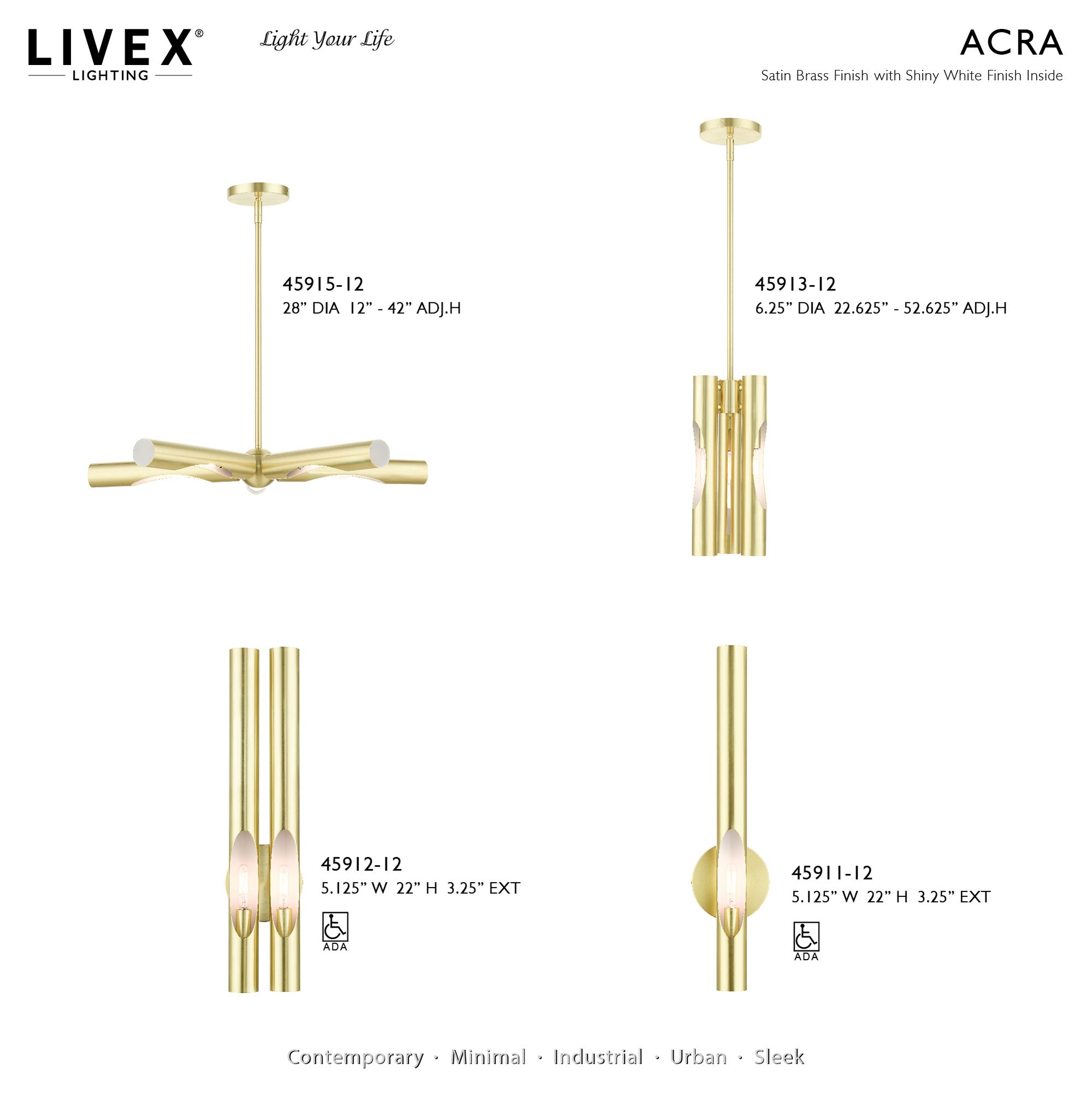 Acra 5 Light Satin Brass Chandelier