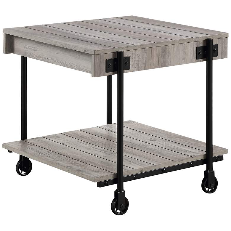Image 2 Acres 23 3/4" Wide Black and Natural Tone 1-Shelf End Table