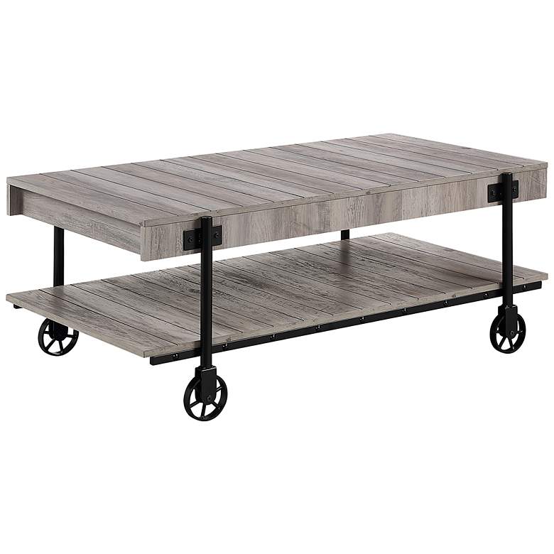 Image 2 Acres 47 1/4"W Black and Natural Tone 1-Shelf Coffee Table