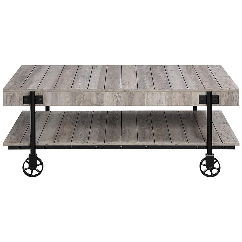 Image 6 Acres 47 1/4"W Black and Natural Tone 1-Shelf Coffee Table more views
